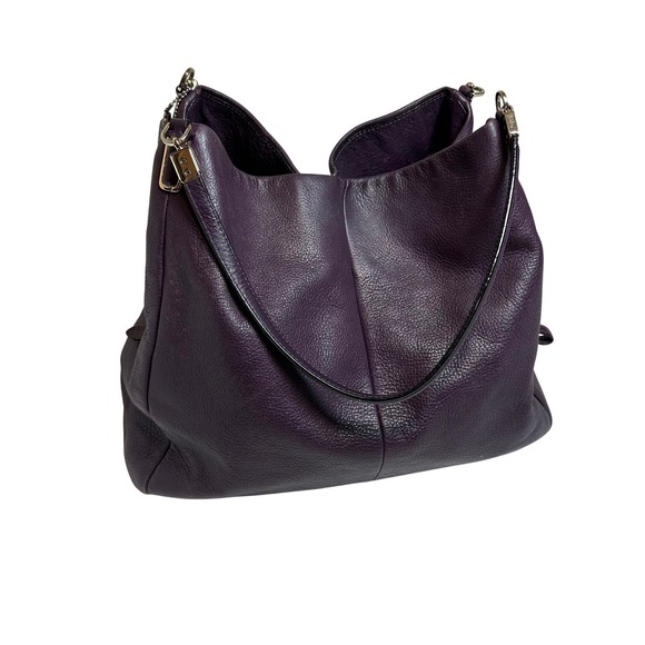 Coach Madison Phoebe Purple Pebbled Leather 3 Compartment Silver Hardware - Picture 2 of 12